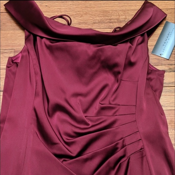 TAHARI Off-Shoulder SATIN dress - Picture 4 of 6